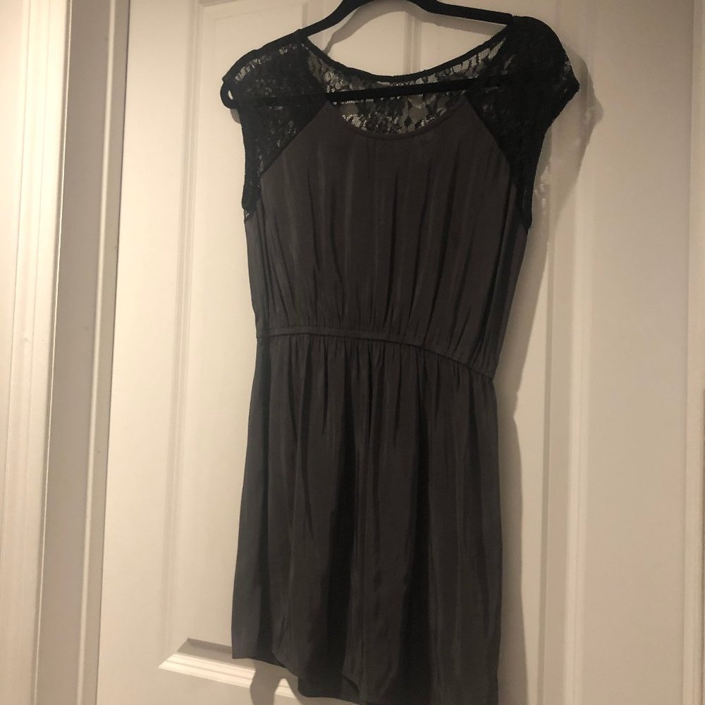 Black Silk Dress w/ Lace Detail